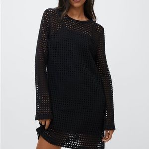 Mango Black Crochet Mini Dress